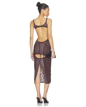 The Attico Midi Lace Dress - Brown