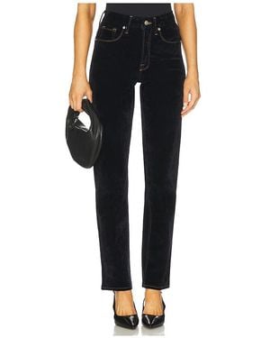 GOOD AMERICAN Good Icon Straight Velvet Denim Jeans - Black