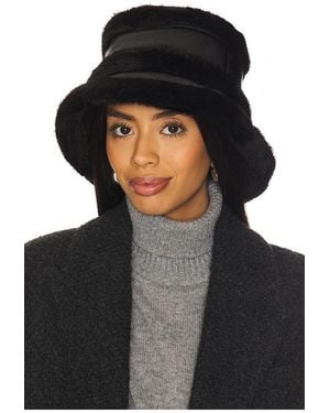 Jocelyn Faux Mink & Leather Bucket Hat - Black