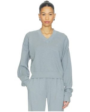 ÉTERNE Sudadera Corta Con Cuello En V En Color Roca Talla (También En Xs, S, M) - Azul