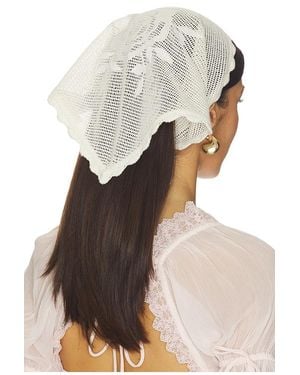 For Love & Lemons Rose Crochet Headscarf - White