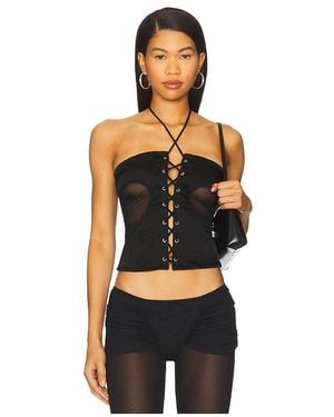 AMOR MIA Gathered Heart Top - Black