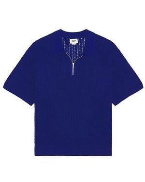 Obey Grant Quarter Zip Jumper Polo - Blue