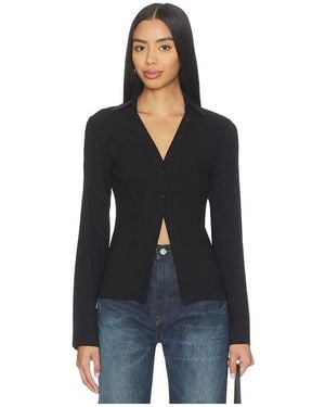 ALL THE WAYS Madeline Button Front Top - Black