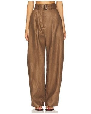 Matthew Bruch Pleated Barrel Trouser - Brown