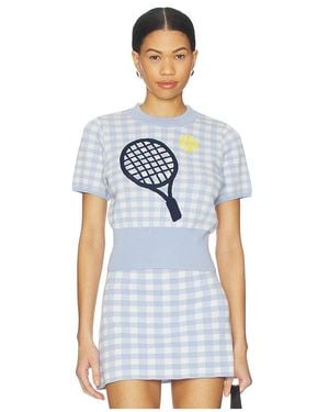 525 America Volley Graphic & Beaded Sweater Top - White