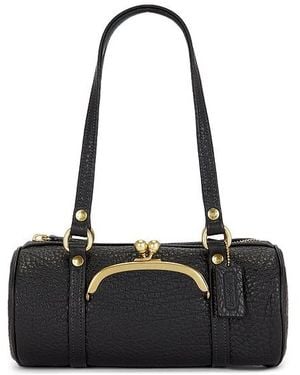 COACH Originals Textured Pebble Leather Kisslock Barrel Bag 28 - Black