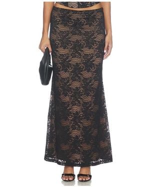 Runaway the Label Kiani Low Waist Lace Maxi Skirt - Black