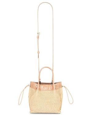 BY FAR Baby Kayla Raffia & Croco Embossed Handbag - White