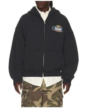 Rhude Racing Crest Zip Up Hoodie - Black