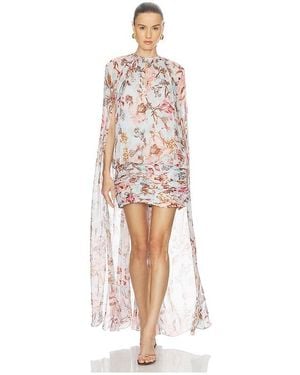Hemant & Nandita Ruched Cape Mini Dress - White