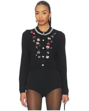 Cinq À Sept Tumbling Carnation Isolde Cardigan - Black