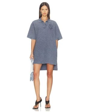 Alexander Wang Oversized High Low Polo Mini Dress - Blue