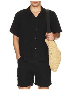Bather Linen Camp Shirt - Black