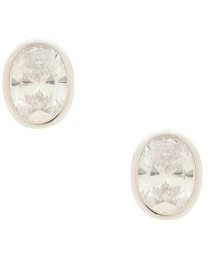Shashi Oval Bezel Stud - White