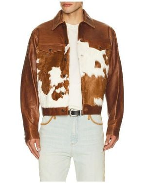 Austin Post Leather Trucker Jacket - Brown