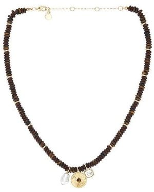 BaubleBar Beaded Charm Necklace - Brown