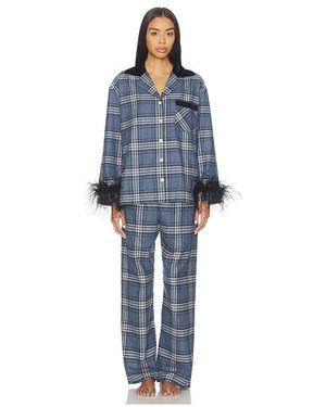 Sleeper Checked Cotton-Flannel Set With Detachable Feathers - Blue