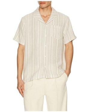 Vintage Summer Basket Weave Camp Shirt - Natural