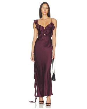Shona Joy Agnes Ruffle Slip Maxi Dress - Purple