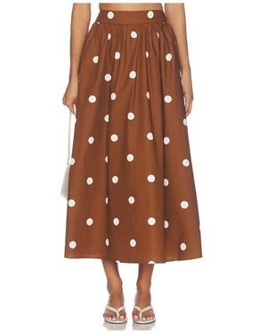 Susana Monaco Polka Dot Poplin Midi Skirt - Brown