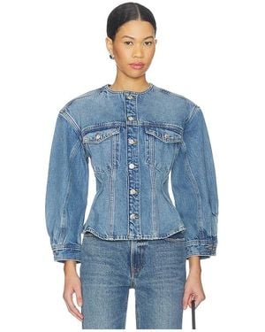 FRAME The Nipped Collarless Jacket - Blue