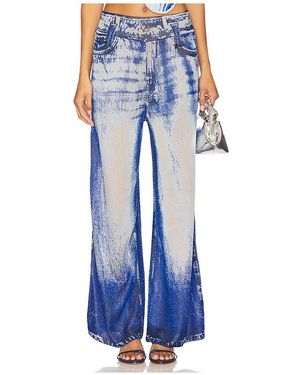 Ph5 Aria Denim Print Wide Leg Pants - Blue