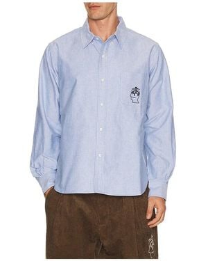 Brain Dead Brooks Brothers California Selvedge Oxford Button Up Shirt - Blue
