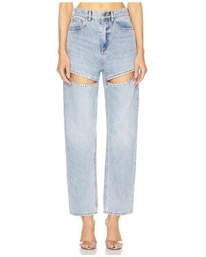 Area Crystal Slit Jeans - Blue
