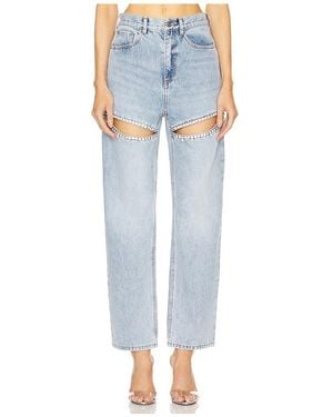 Area Crystal Slit Jeans - Blue