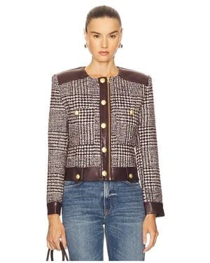Central Park West Billie Houndstooth Jacket - Blue