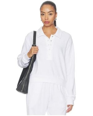 Michael Lauren Kyson Drop Shoulder Crop Polo - White