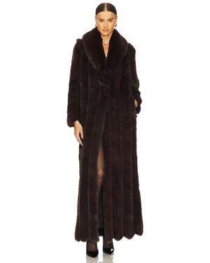 LOBA Luciana Faux Fur Maxi コート - ブラック