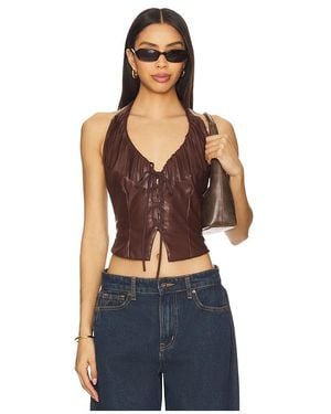 superdown Kay Faux Leather Top - Blue