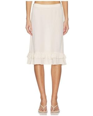 With Harper Lu Frill Midi Skirt - White