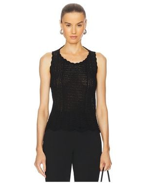 Norma Kamali Scoop Neck Tank Crochet Top - Black
