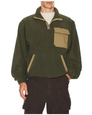Rhythm Floresta Quarter Snap Button Fleece Sweatshirt - Green