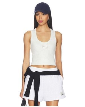 Gold Hinge Ribbed Cotton Tank Top - White