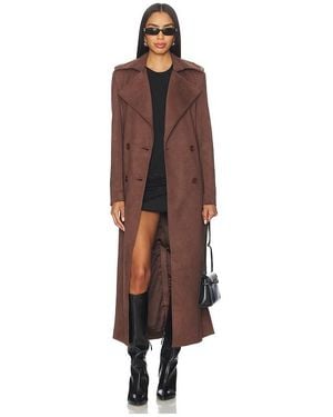 Bardot Kira Faux Suede Trench Coat - Brown