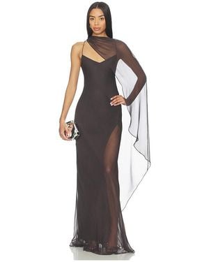 The Sei Cami Gown With Slit And Cape - Multicolor