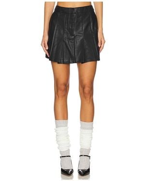 Astr Faux Leather Pleated Mini Skirt - Black