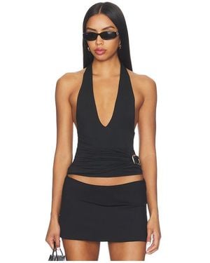 GUIZIO Faye Halter Top - Black