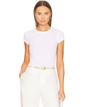 Enza Costa Pointelle Cap Sleeve Crew - White