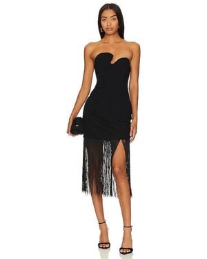 Amanda Uprichard Puzzle Strapless With Fringe Dress - Black