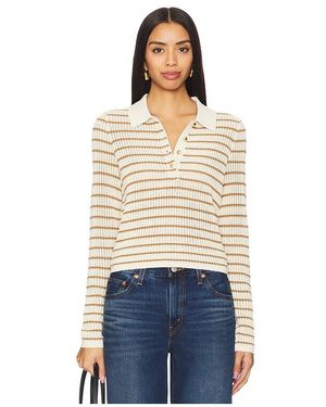 Rag & Bone Viola Stripe Long Sleeve Polo - Blue