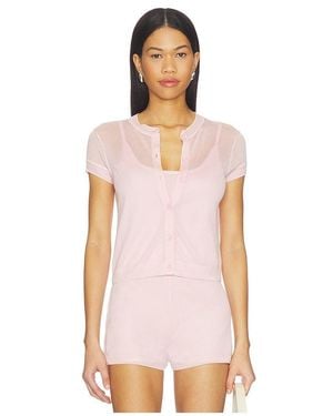 Central Park West Serena Sheer Cardi With Cami Top - Pink
