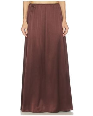 Helsa The Silk Charmeuse Maxi Skirt - Brown