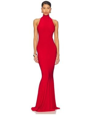 Norma Kamali X Revolve Halter Turtle Fishtail Gown - Red