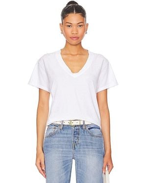 PERFECTWHITETEE Cotton Boxy V Neck Tee - White