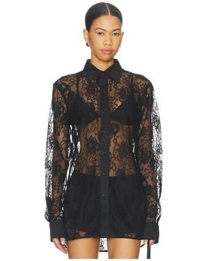 Fleur du Mal Juliet Lace Button Down - Black